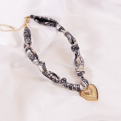 Heart Pendant Scarf Necklace