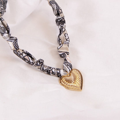 Heart Pendant Scarf Necklace