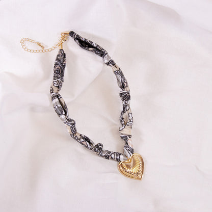 Heart Pendant Scarf Necklace