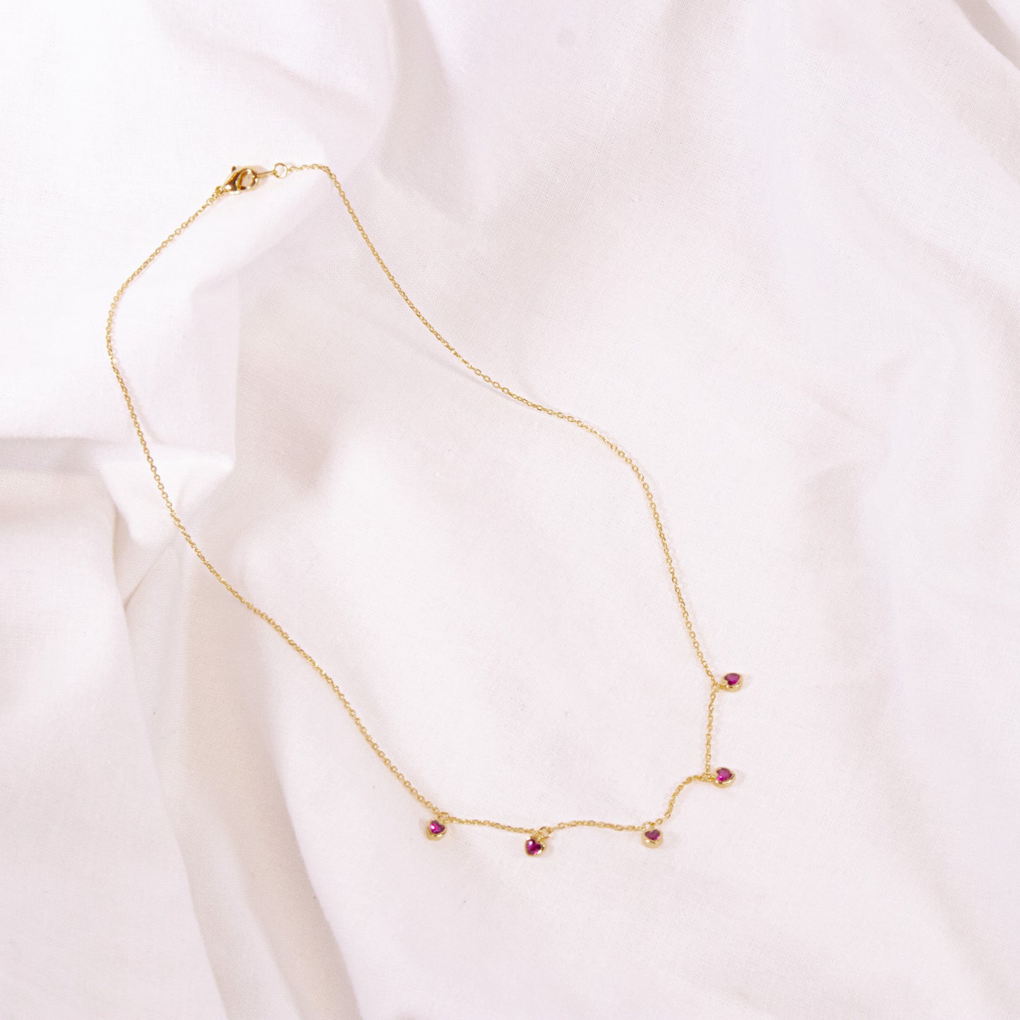 Mini Red Heart Stone Necklace