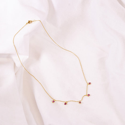 Mini Red Heart Stone Necklace