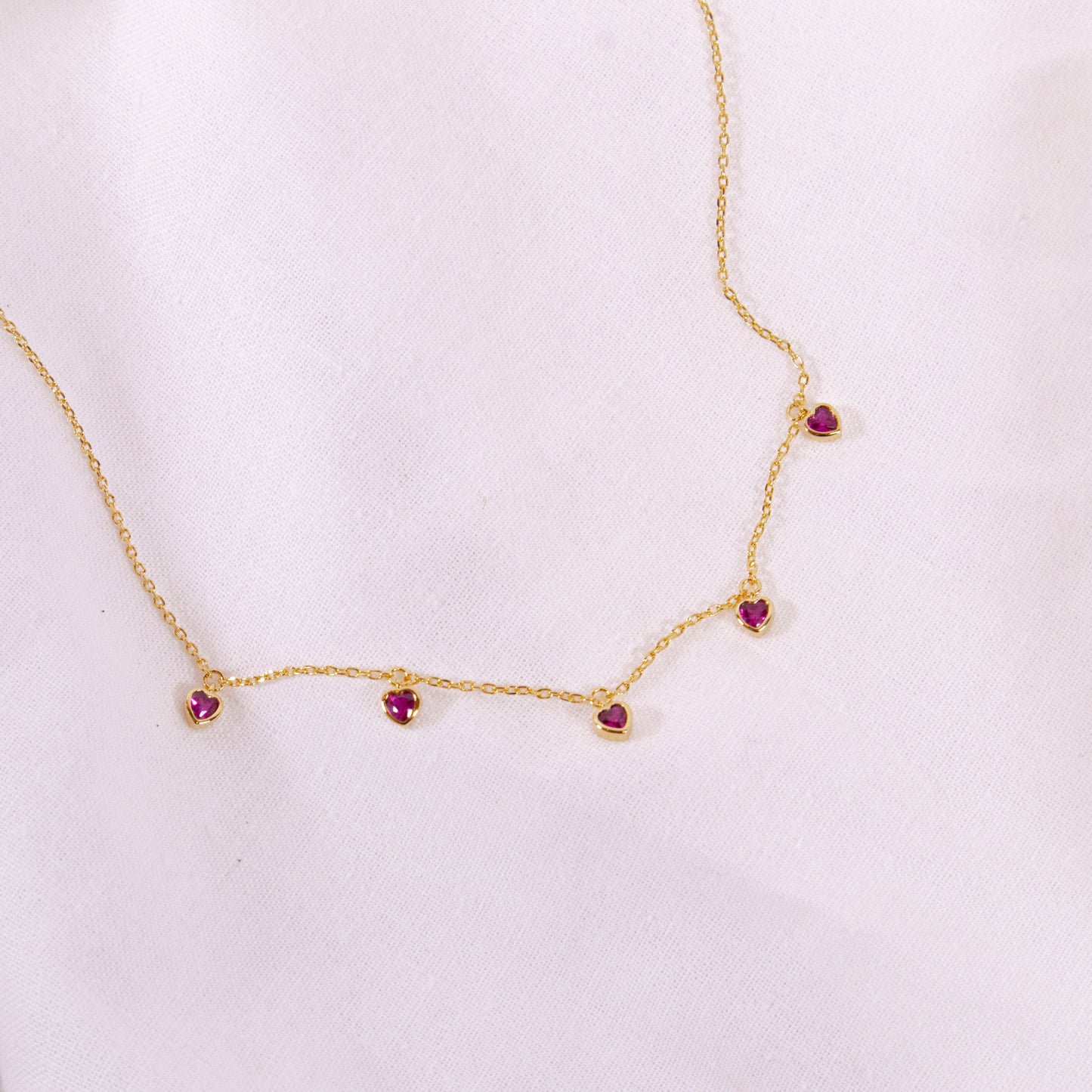 Mini Red Heart Stone Necklace