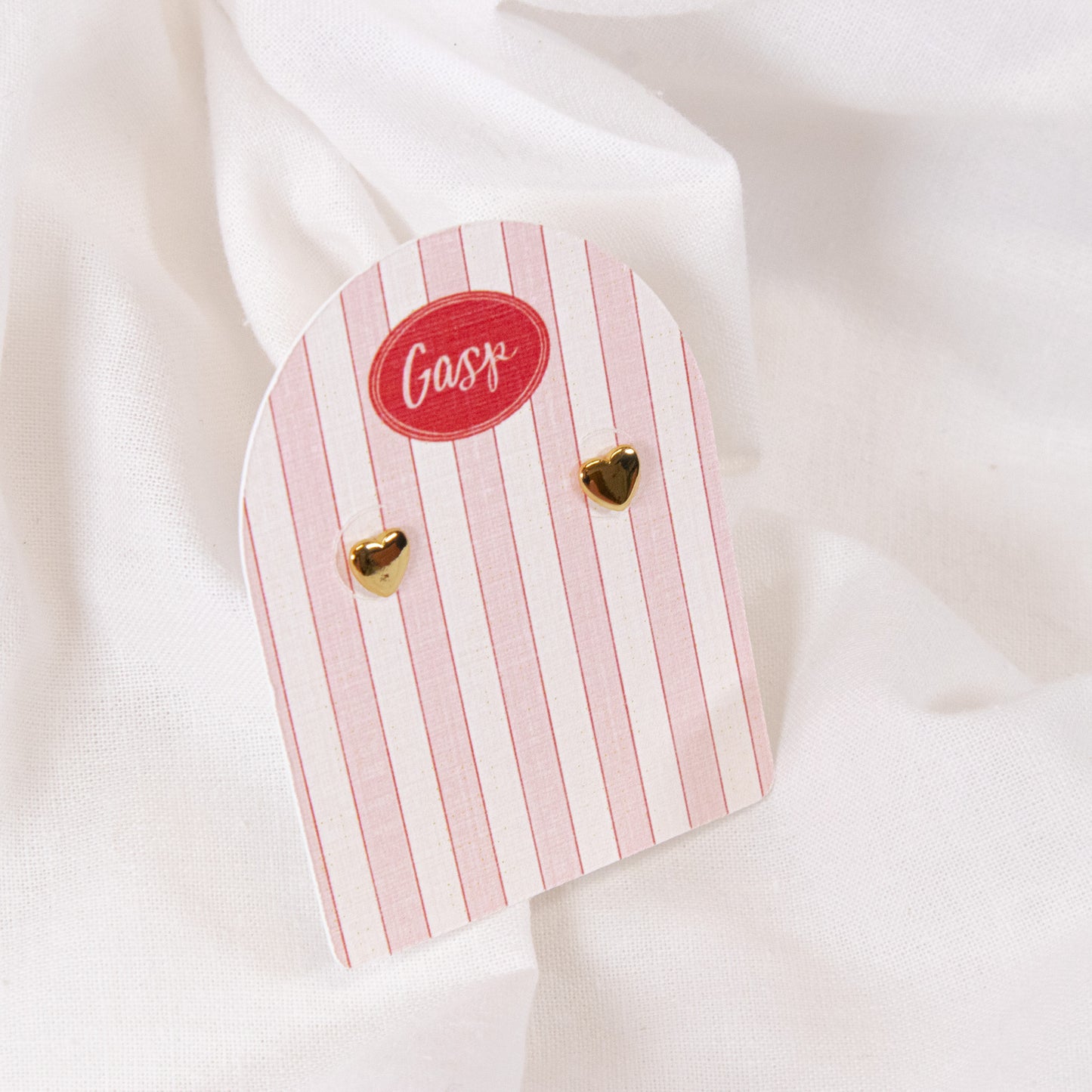 Gold Heart Stud Earrings