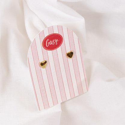 Gold Heart Stud Earrings