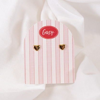 Gold Heart Stud Earrings