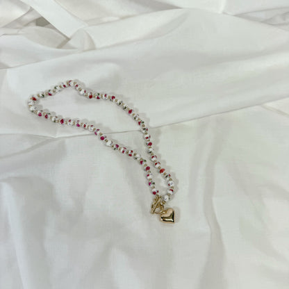Porcelain Beaded Heart Necklace