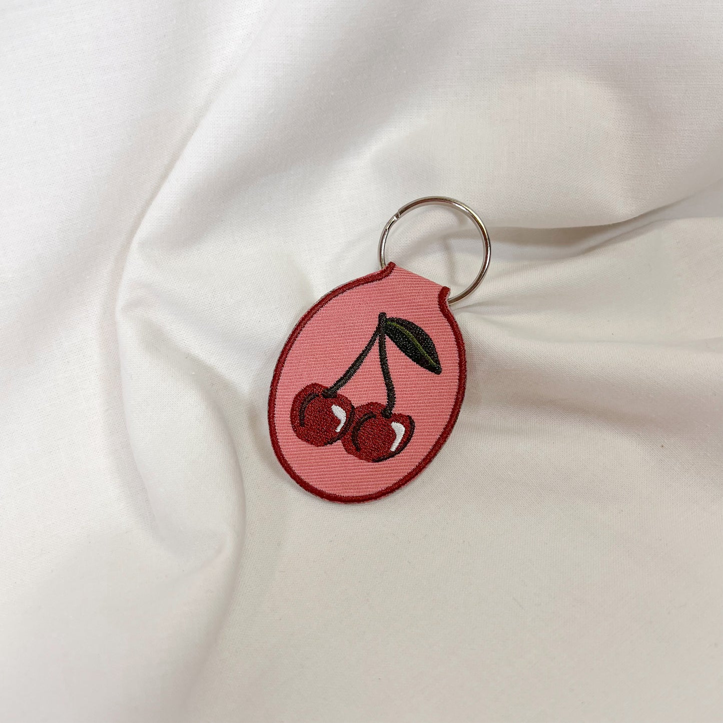 Cherry Embroidered Keychain