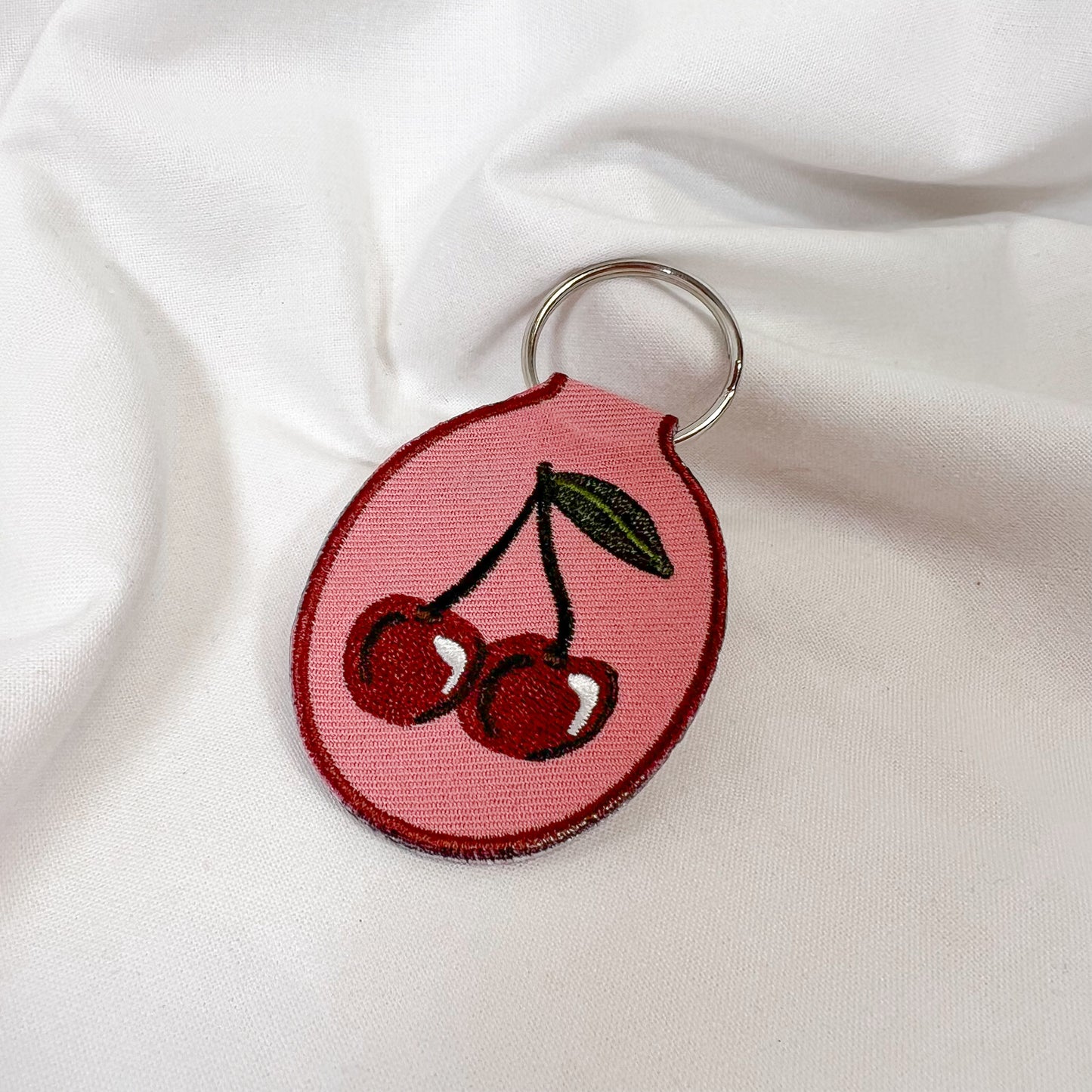 Cherry Embroidered Keychain