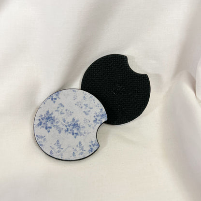 Blue Vintage Floral Car Coaster Set