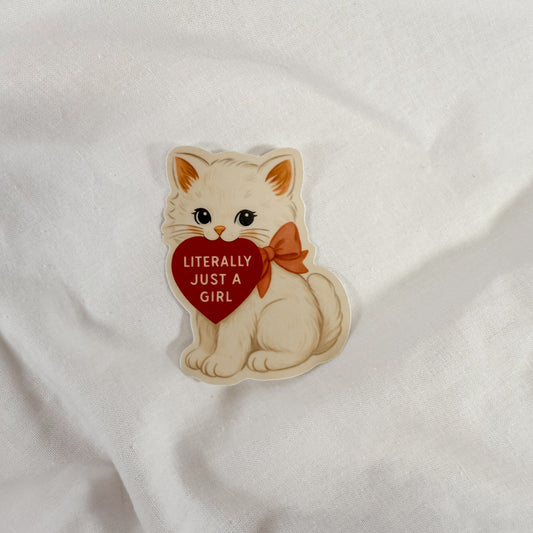 Literally Just A Girl Cat Vinyl Sticker