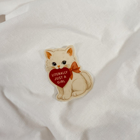 Literally Just A Girl Cat Vinyl Sticker