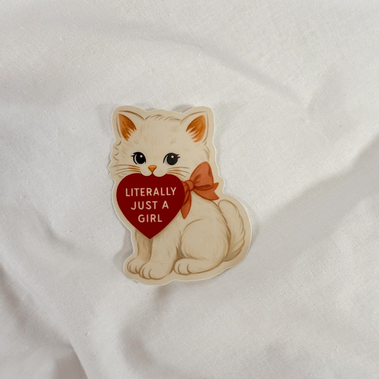Literally Just A Girl Cat Vinyl Sticker