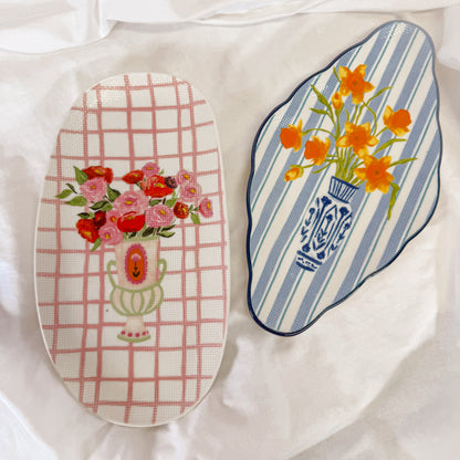 Patterned Bouquet Decorative Tray