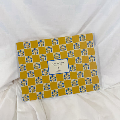 Floral Checkerboard Weekly Desk Planner