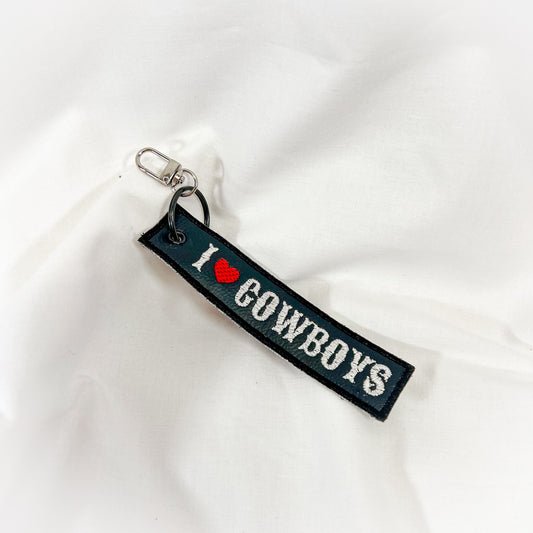 I Heart Cowboys Embroidered Keychain