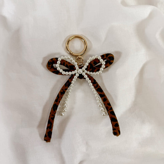 Leopard Bow Bag Charm Keychain