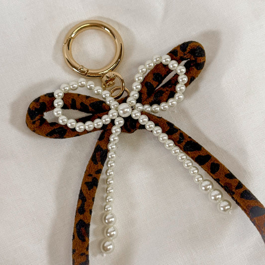 Leopard Bow Bag Charm Keychain