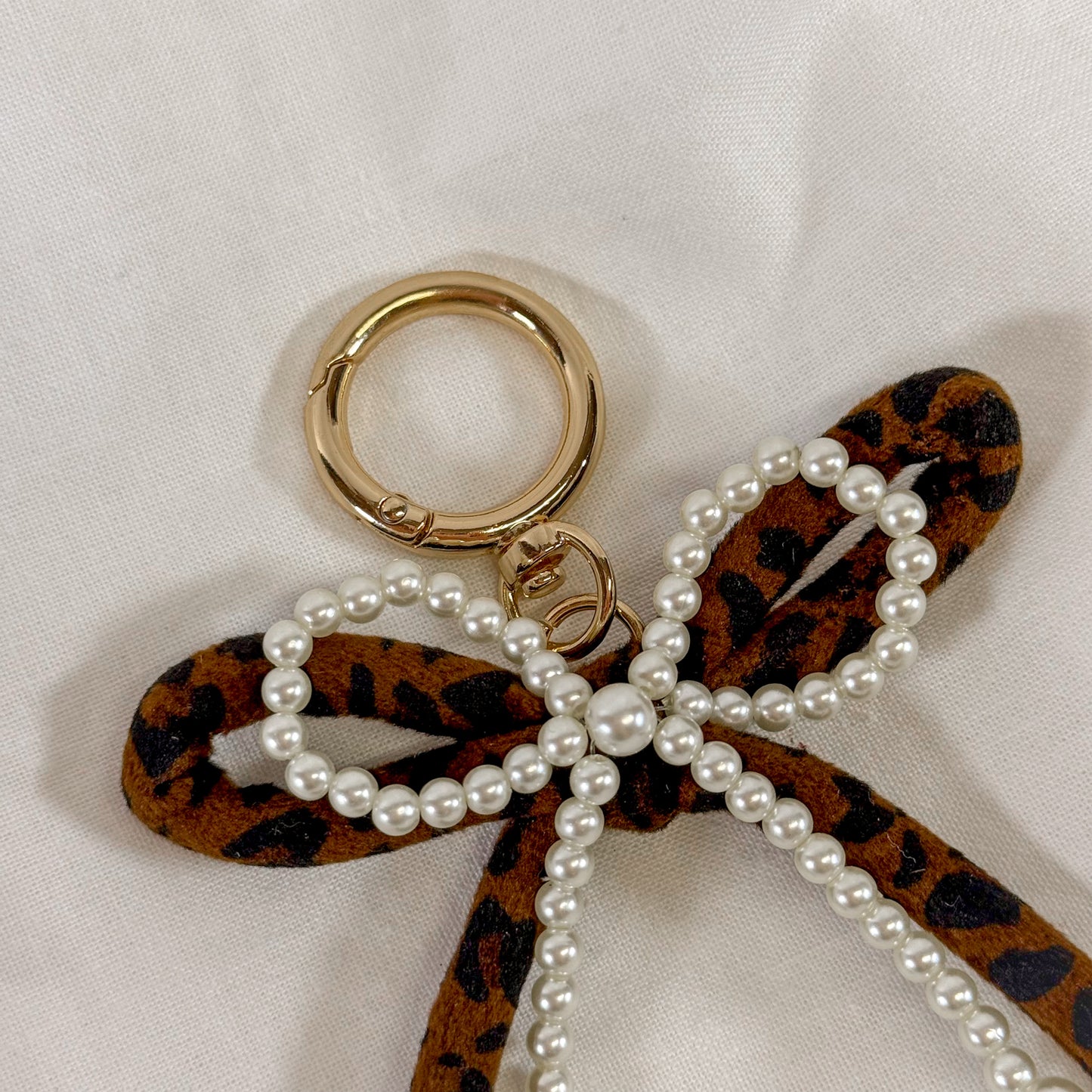 Leopard Bow Bag Charm Keychain