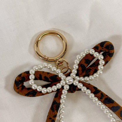 Leopard Bow Bag Charm Keychain