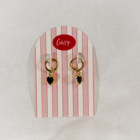 Black Heart Charm Earrings