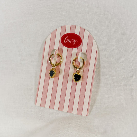 Black Heart Charm Earrings
