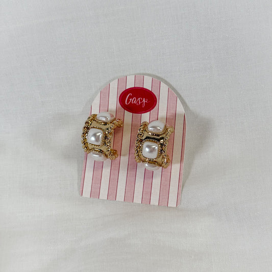 Decorative Pearl Hoop Earrings