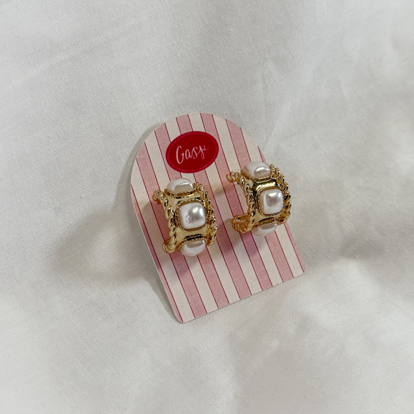 Decorative Pearl Hoop Earrings