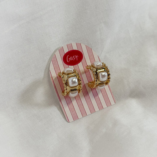 Decorative Pearl Hoop Earrings