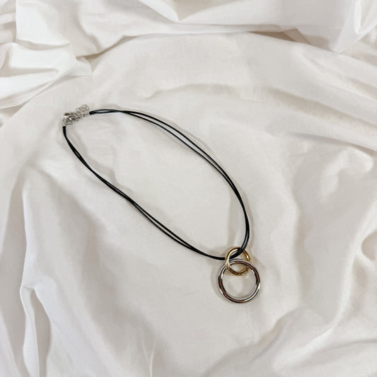 Two Tone Ring Cord Necklace