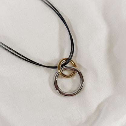 Two Tone Ring Cord Necklace