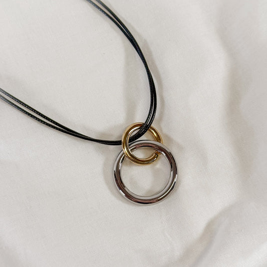 Two Tone Ring Cord Necklace