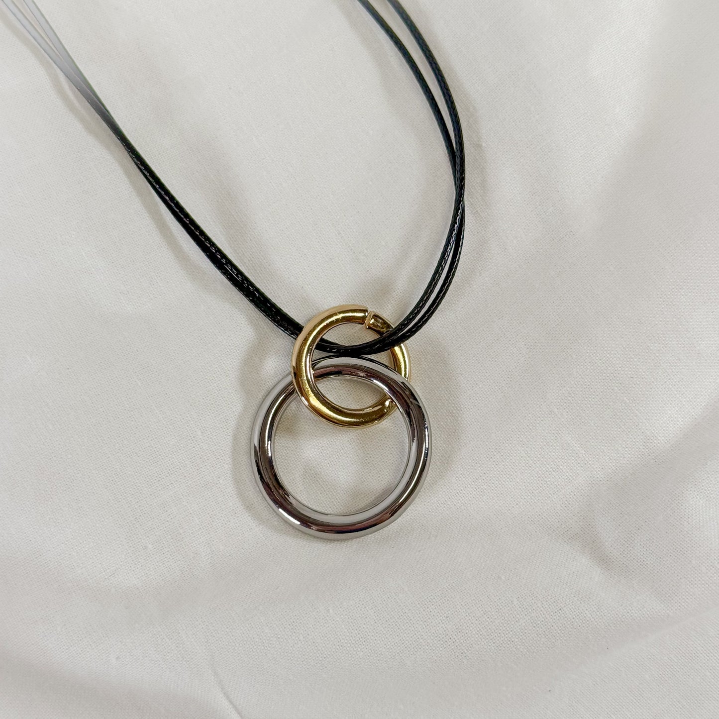 Two Tone Ring Cord Necklace