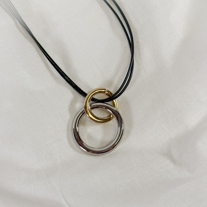Two Tone Ring Cord Necklace