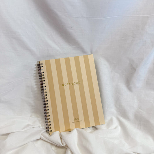 Tan Striped Spiral Notebook