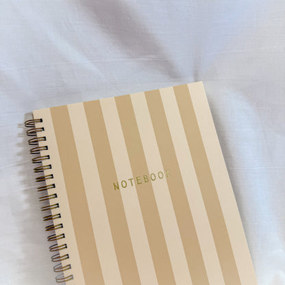 Tan Striped Spiral Notebook
