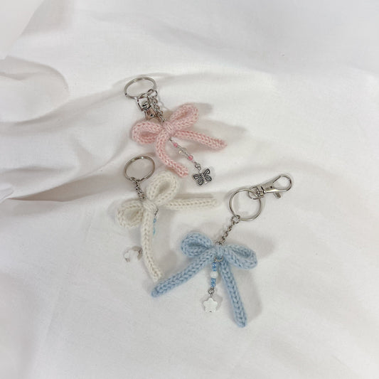 Knit Bow Charm Keychain