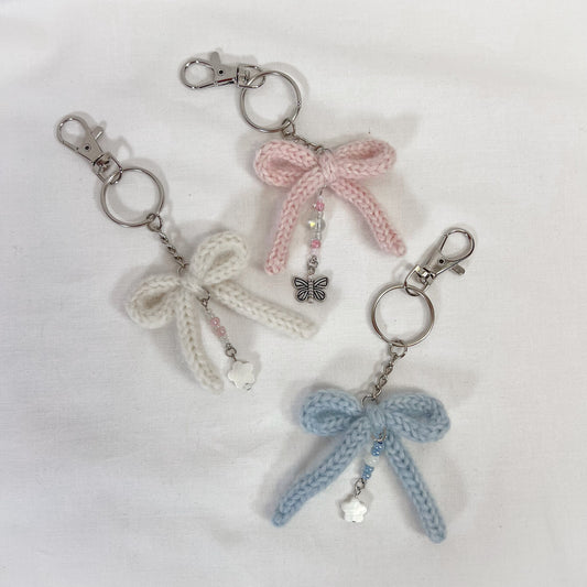 Knit Bow Charm Keychain
