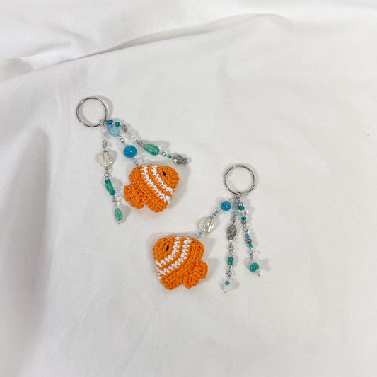 Crochet Fish Charm Keychain