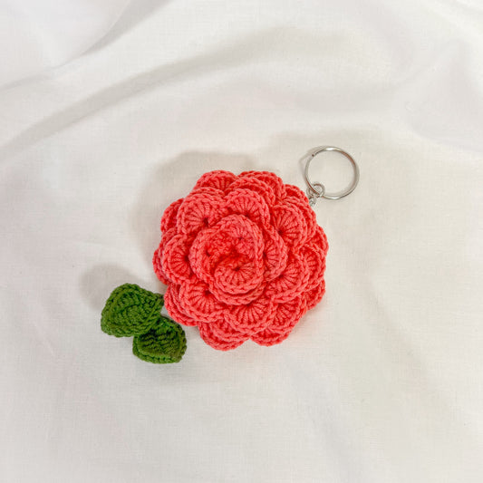 Crochet Rose Keychain