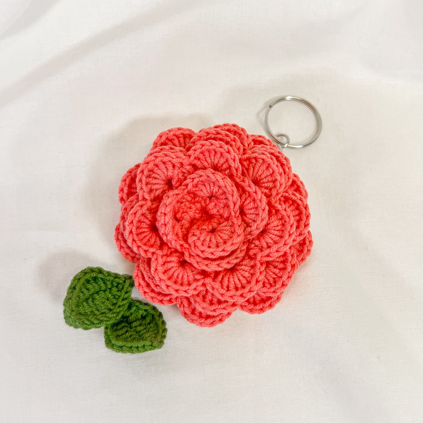 Crochet Rose Keychain