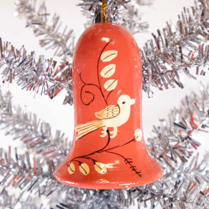Wooden Bird Bell Christmas Ornament