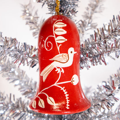 Wooden Bird Bell Christmas Ornament