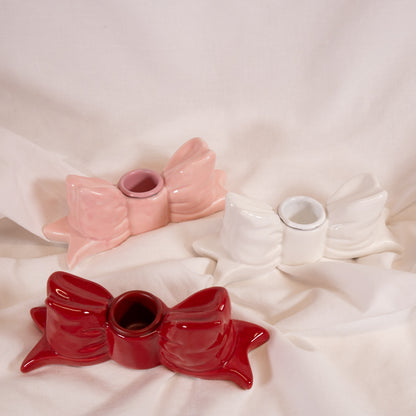 Ceramic Bow Taper Candle Holder