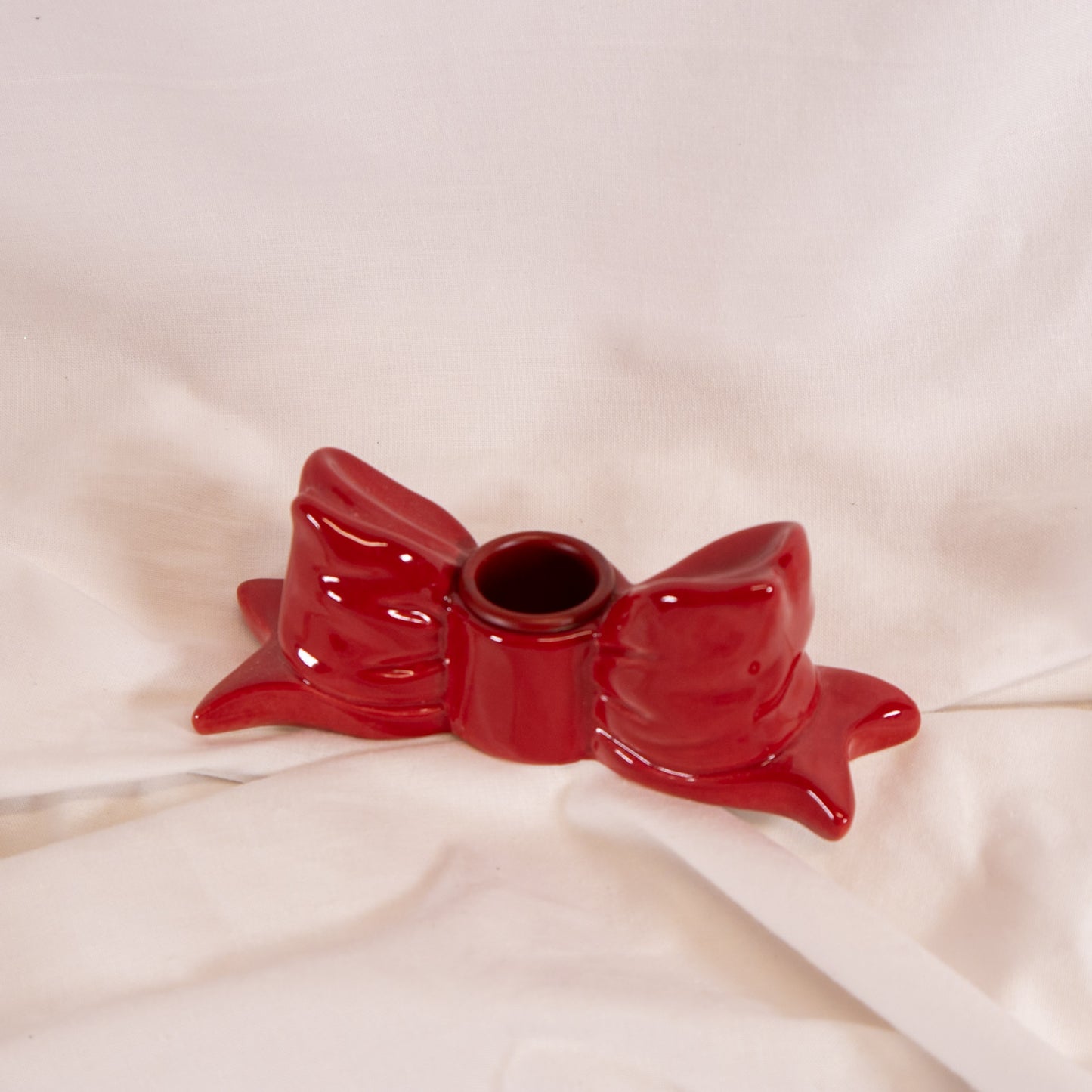 Ceramic Bow Taper Candle Holder