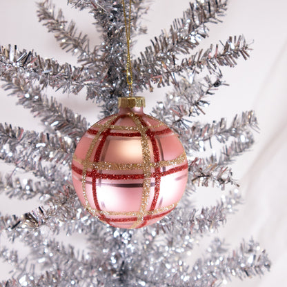 Pink Plaid Christmas Ornament