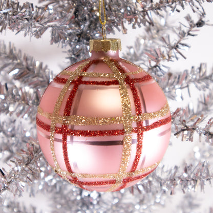 Pink Plaid Christmas Ornament