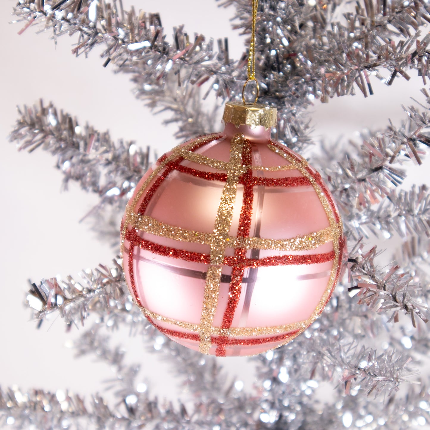 Pink Plaid Christmas Ornament
