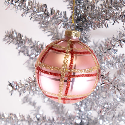 Pink Plaid Christmas Ornament