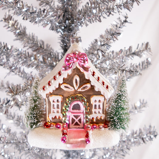 Pink Gingerbread House Ornament