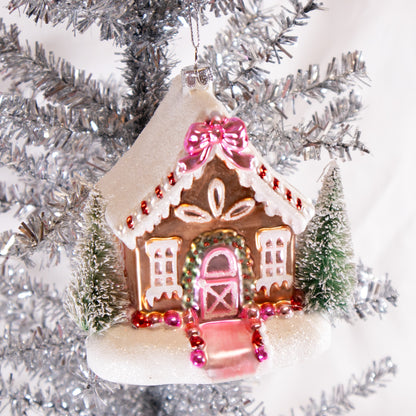 Pink Gingerbread House Ornament